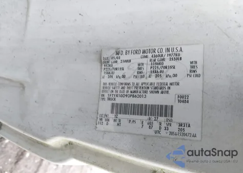 2003 Ford Ranger Xl/Xlt из США, поврежденный, VIN 1FTYR10D93PB62013